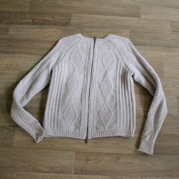 Madewell Palisade Back Zip Merino Wool Cable Knit Sweater Size Medium - Picture 8 of 9